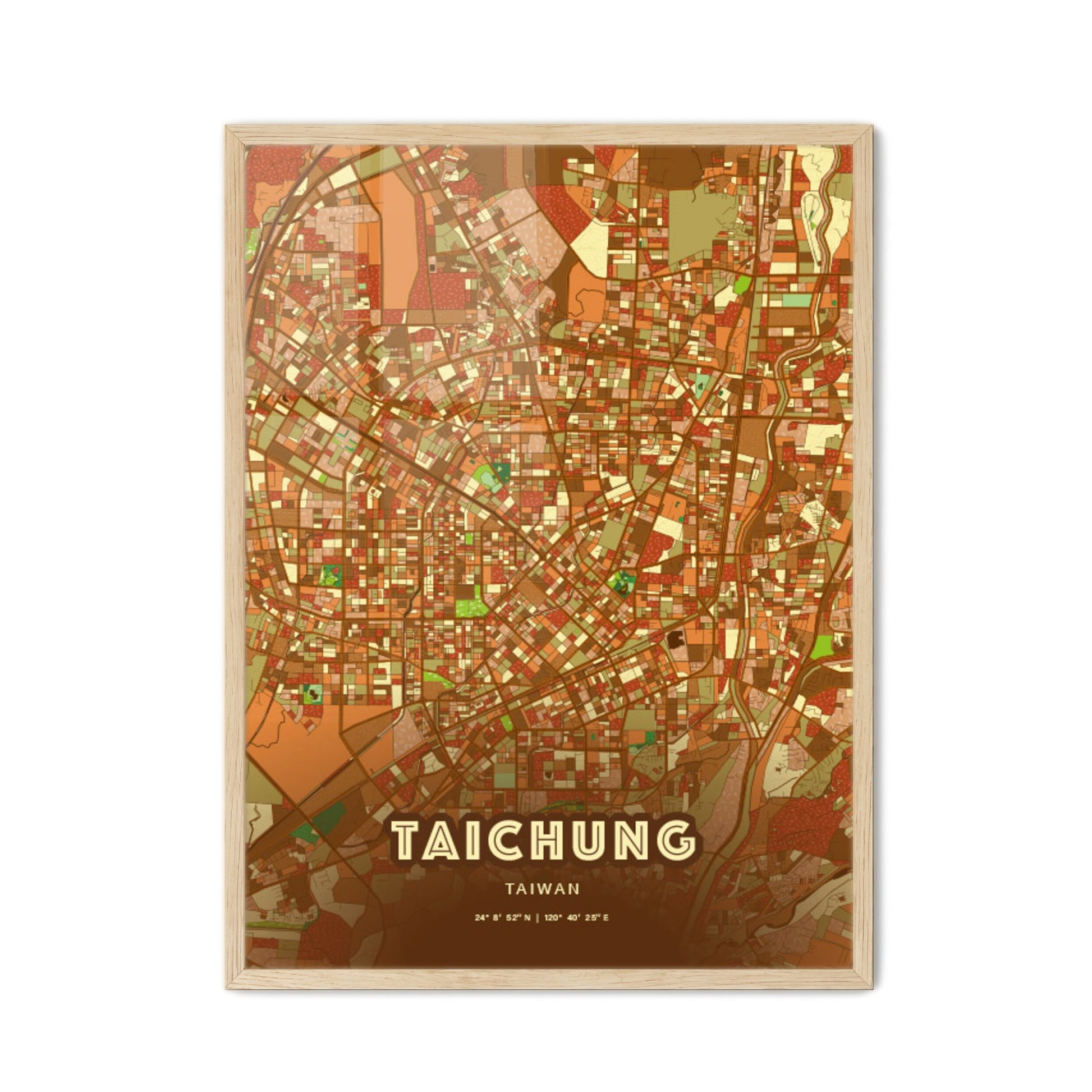 Colorful Taichung Taiwan Fine Art Map Farmhouse