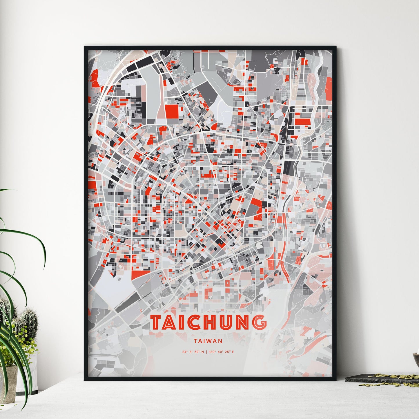 Colorful Taichung Taiwan Fine Art Map Modern Expressive