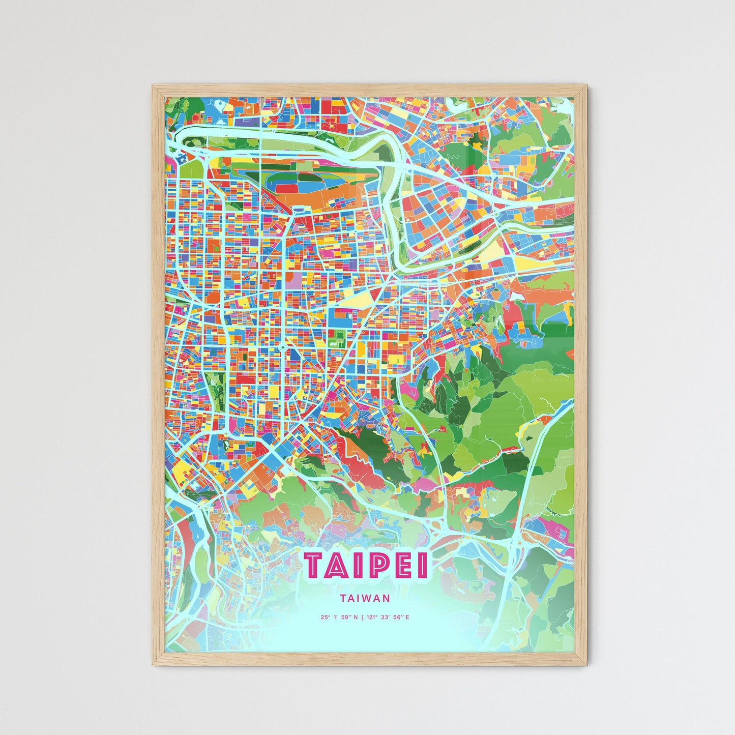 Colorful Taipei Taiwan Fine Art Map Crazy Colors