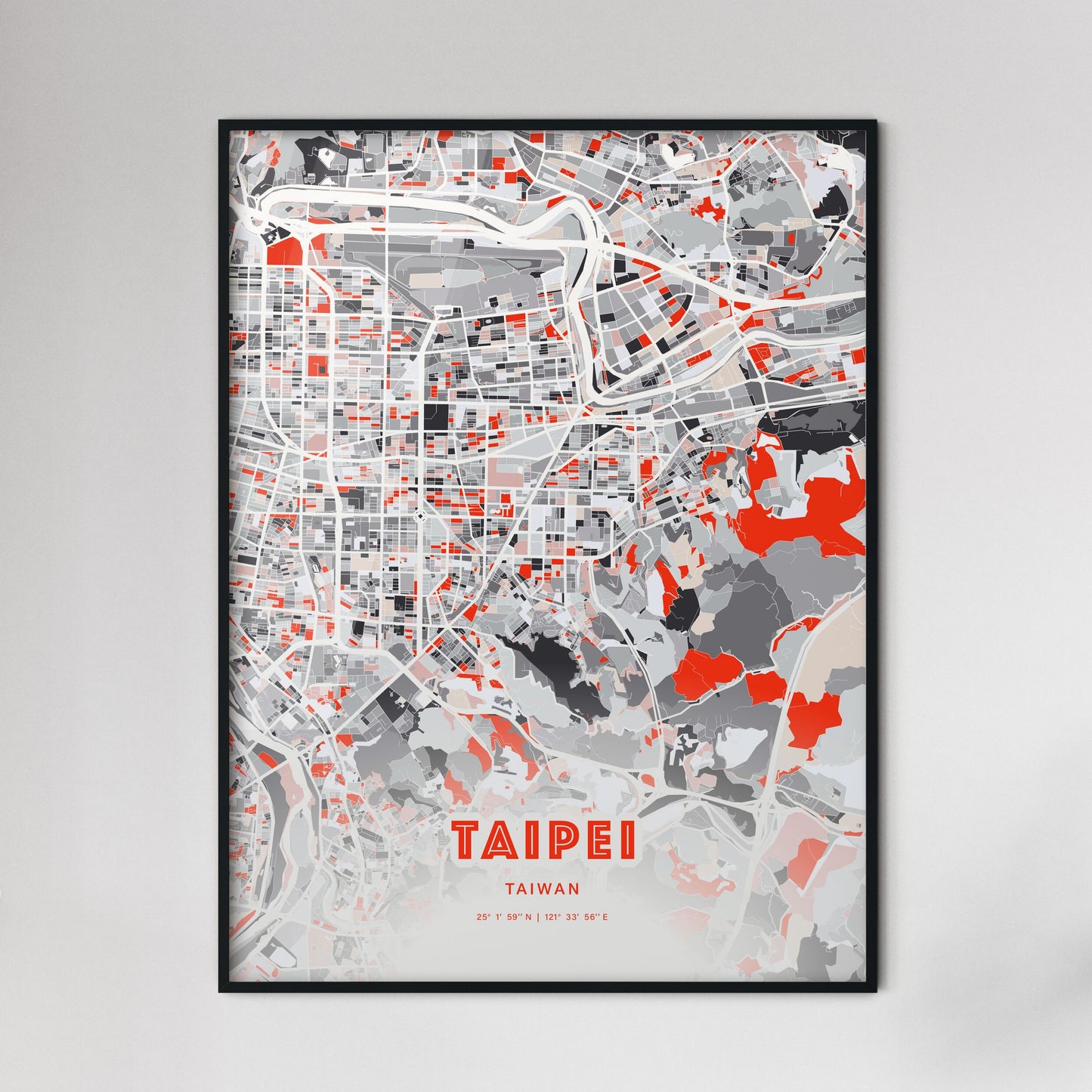 Colorful Taipei Taiwan Fine Art Map Modern Expressive