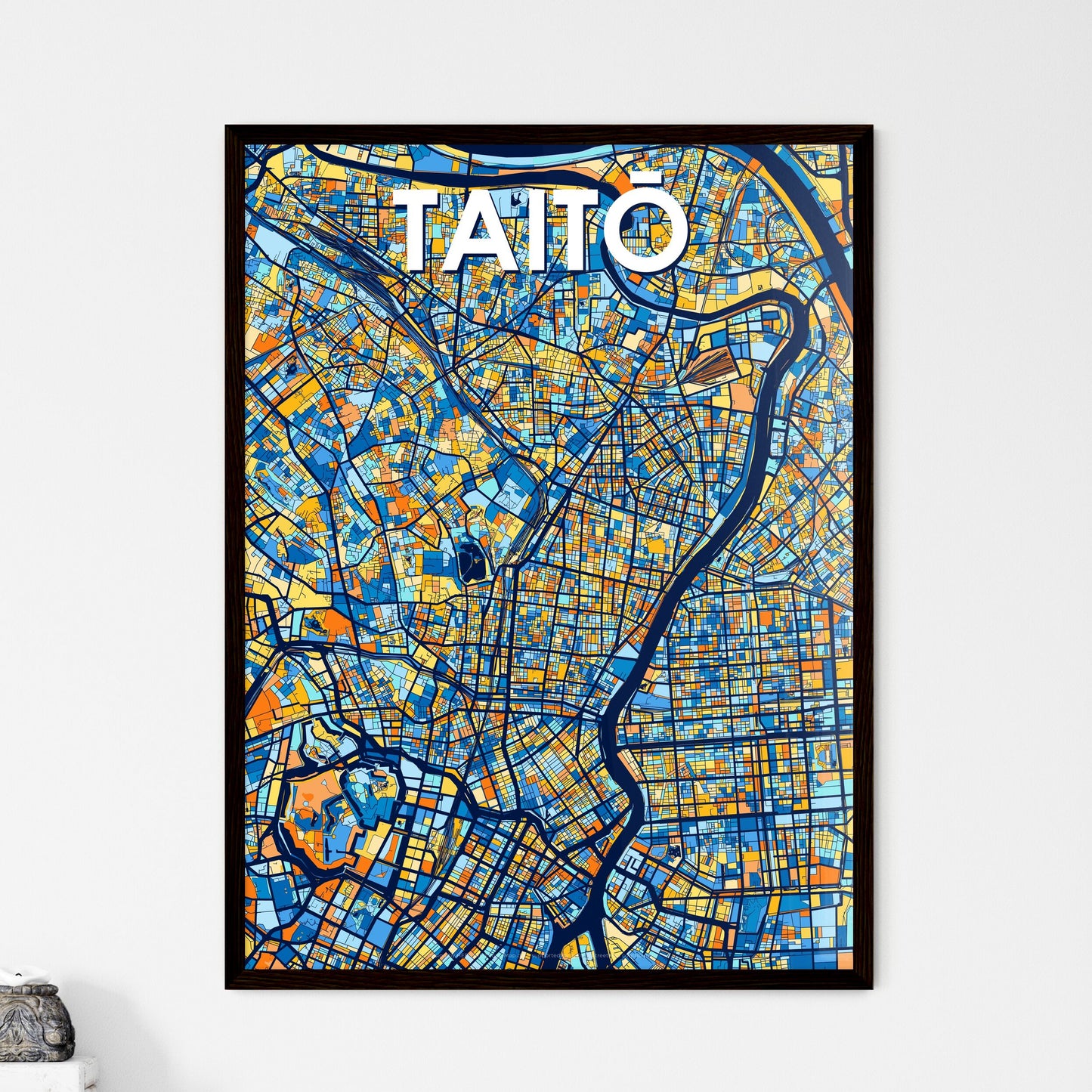 TAITŌ JAPAN Vibrant Colorful Art Map Poster Blue Orange