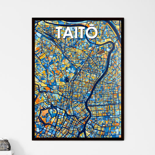 TAITŌ JAPAN Vibrant Colorful Art Map Poster Blue Orange