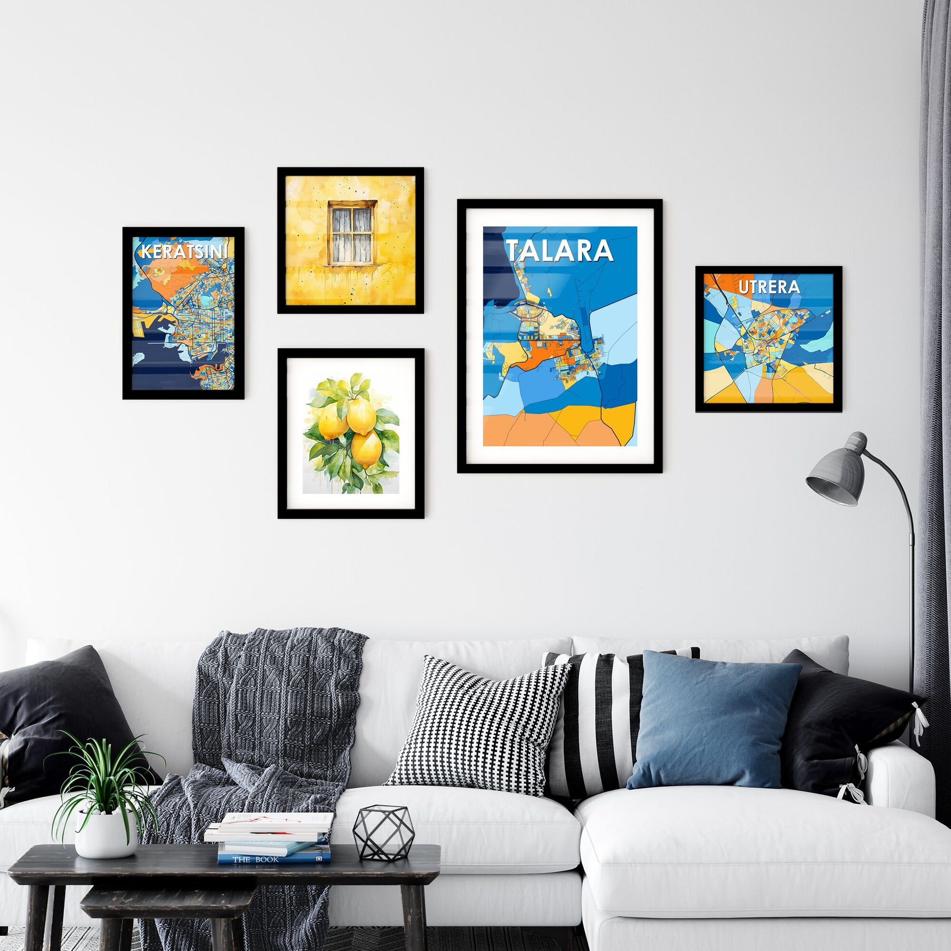 TALARA PERU Vibrant Colorful Art Map Poster Blue Orange