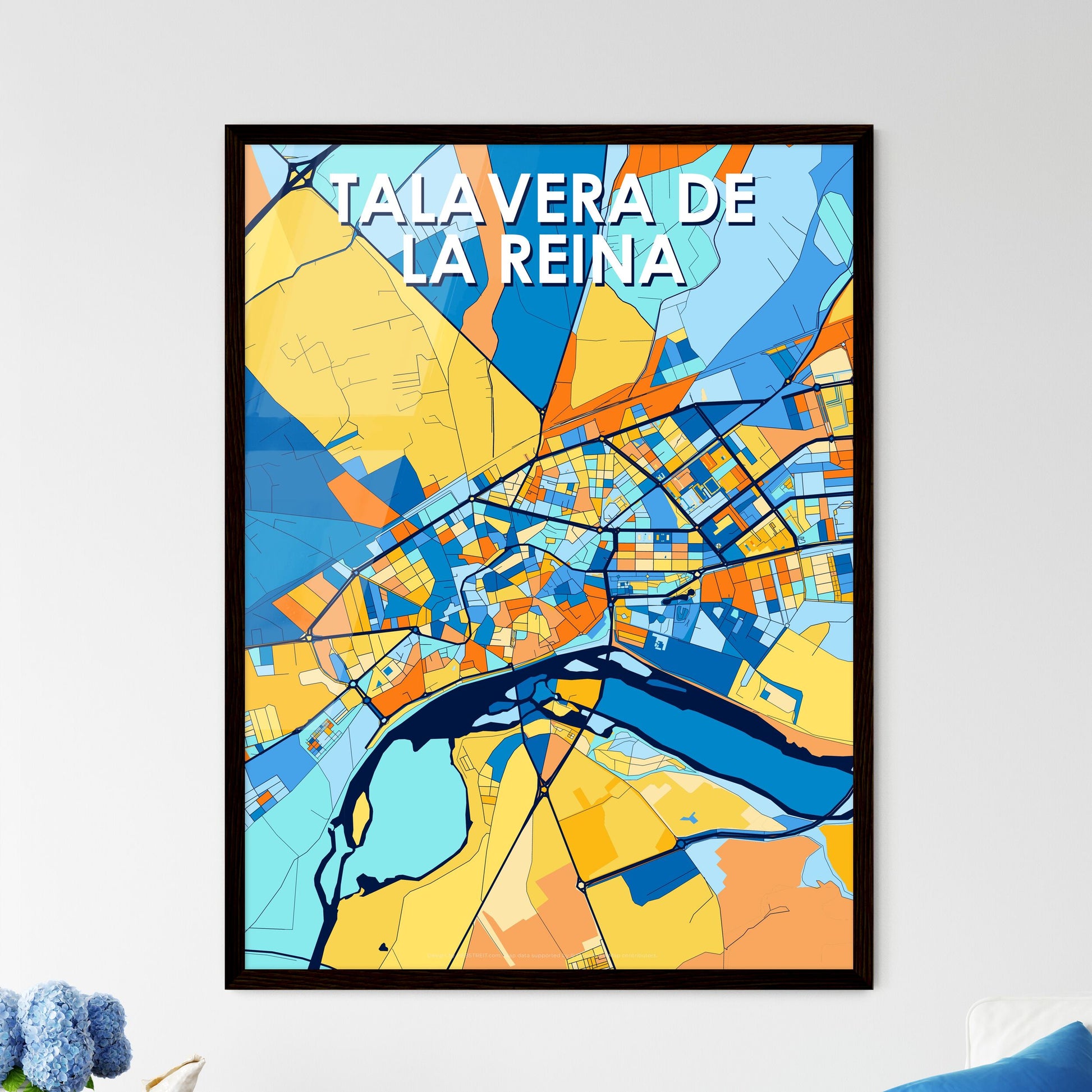 TALAVERA DE LA REINA SPAIN Vibrant Colorful Art Map Poster Blue Orange