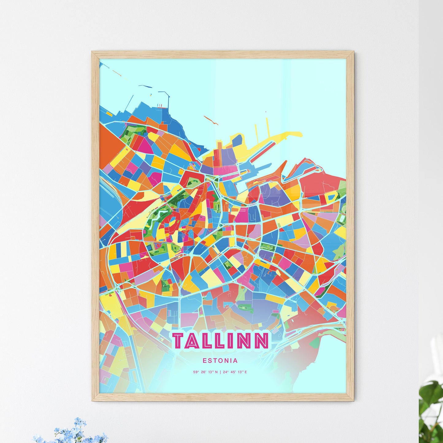 Colorful Tallinn Estonia Fine Art Map Crazy Colors
