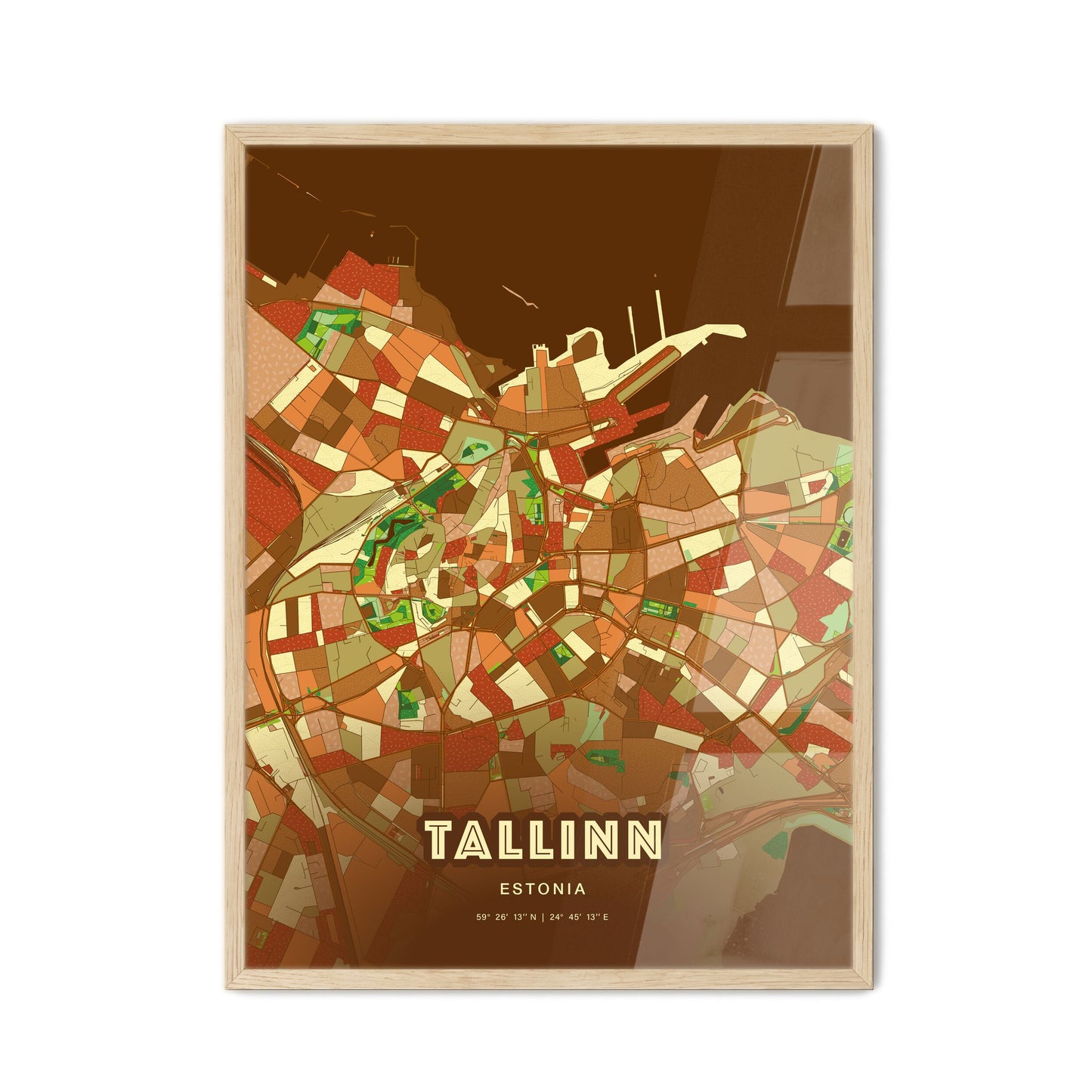 Colorful Tallinn Estonia Fine Art Map Farmhouse