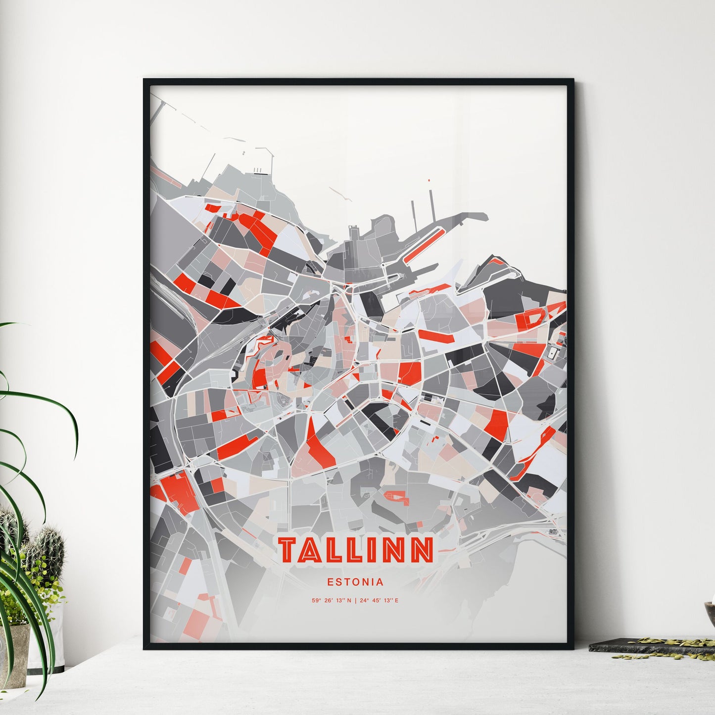 Colorful Tallinn Estonia Fine Art Map Modern Expressive