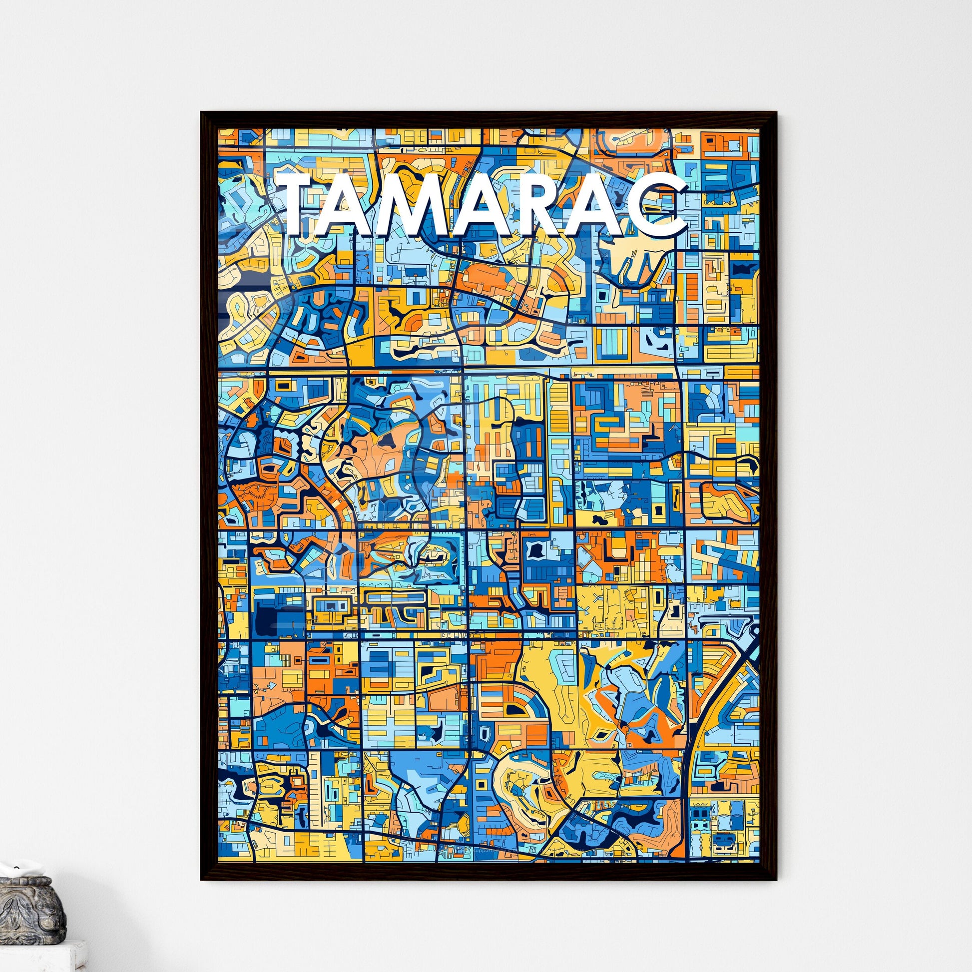 TAMARAC FLORIDA Vibrant Colorful Art Map Poster Blue Orange