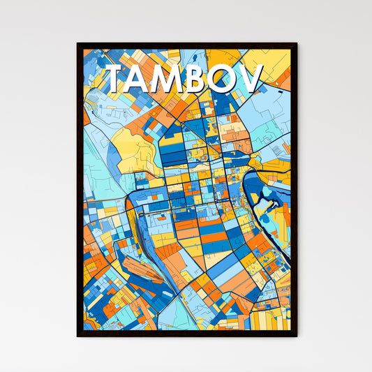 TAMBOV RUSSIA Vibrant Colorful Art Map Poster Blue Orange