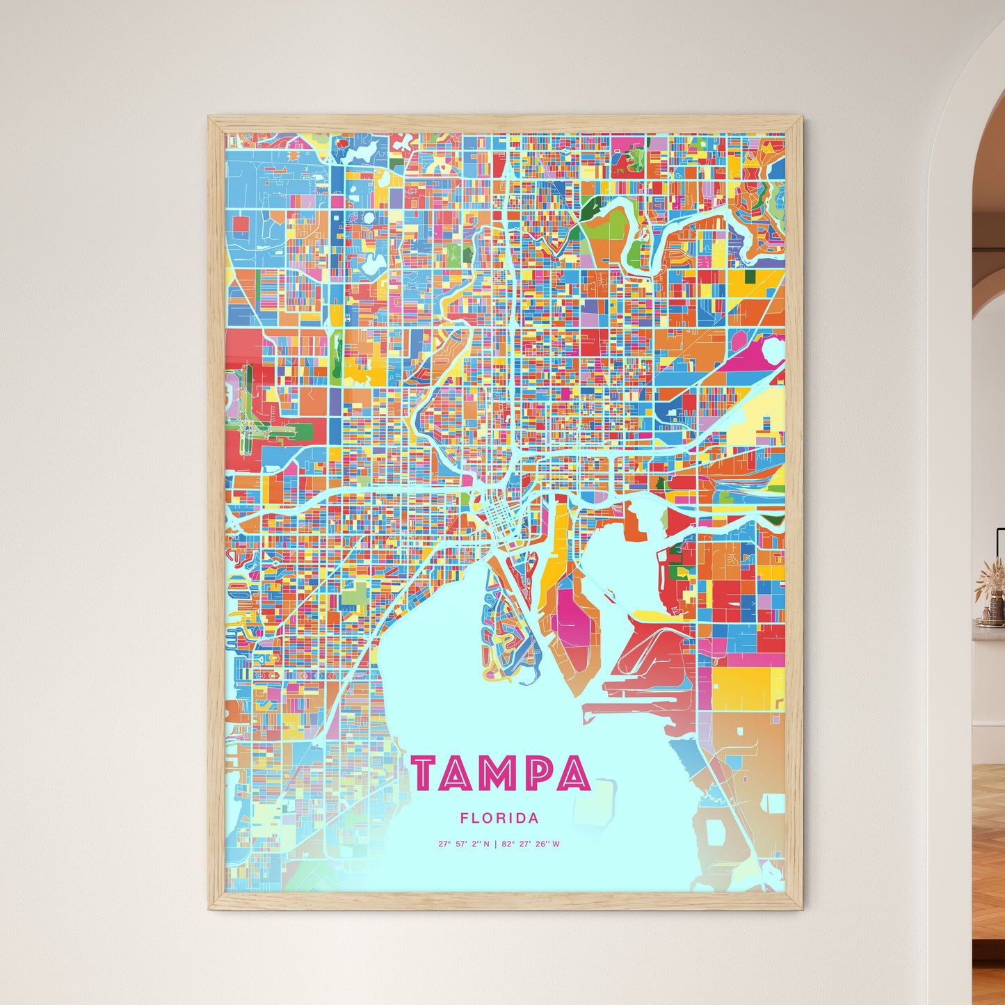 Colorful Tampa Florida Fine Art Map Crazy Colors