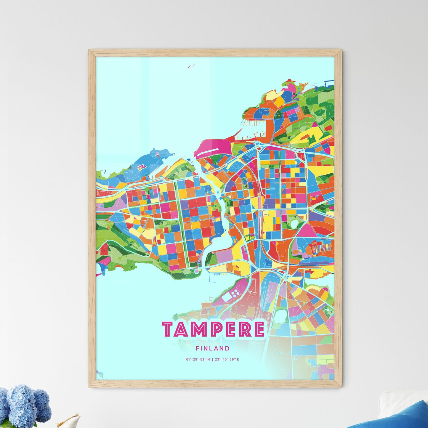 Colorful Tampere Finland Fine Art Map Crazy Colors