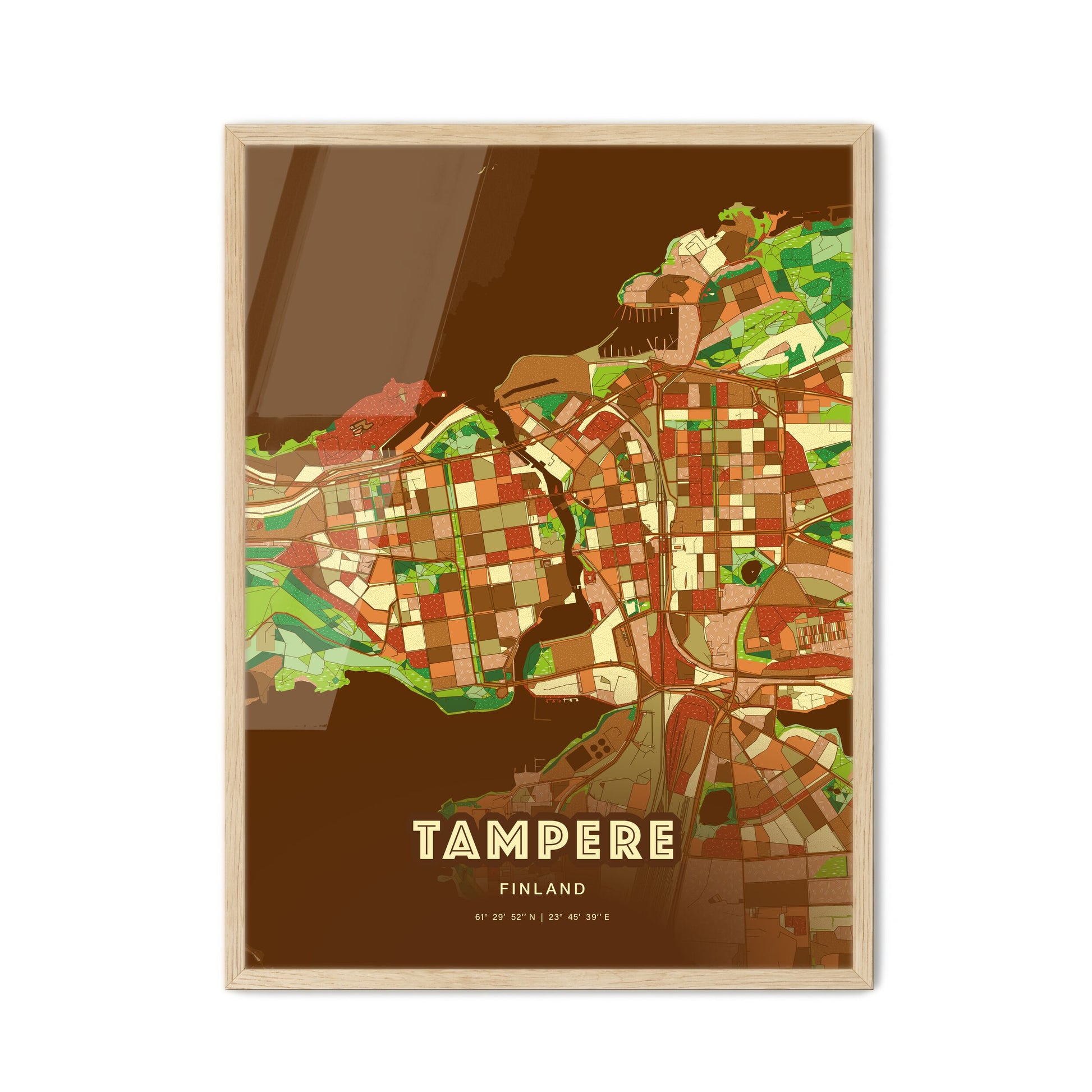 Colorful Tampere Finland Fine Art Map Farmhouse