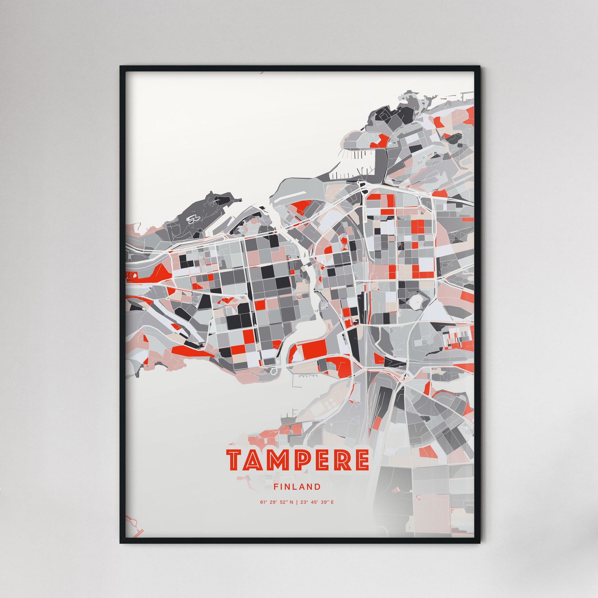 Colorful Tampere Finland Fine Art Map Modern Expressive