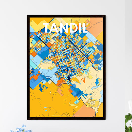 TANDIL ARGENTINA Vibrant Colorful Art Map Poster Blue Orange