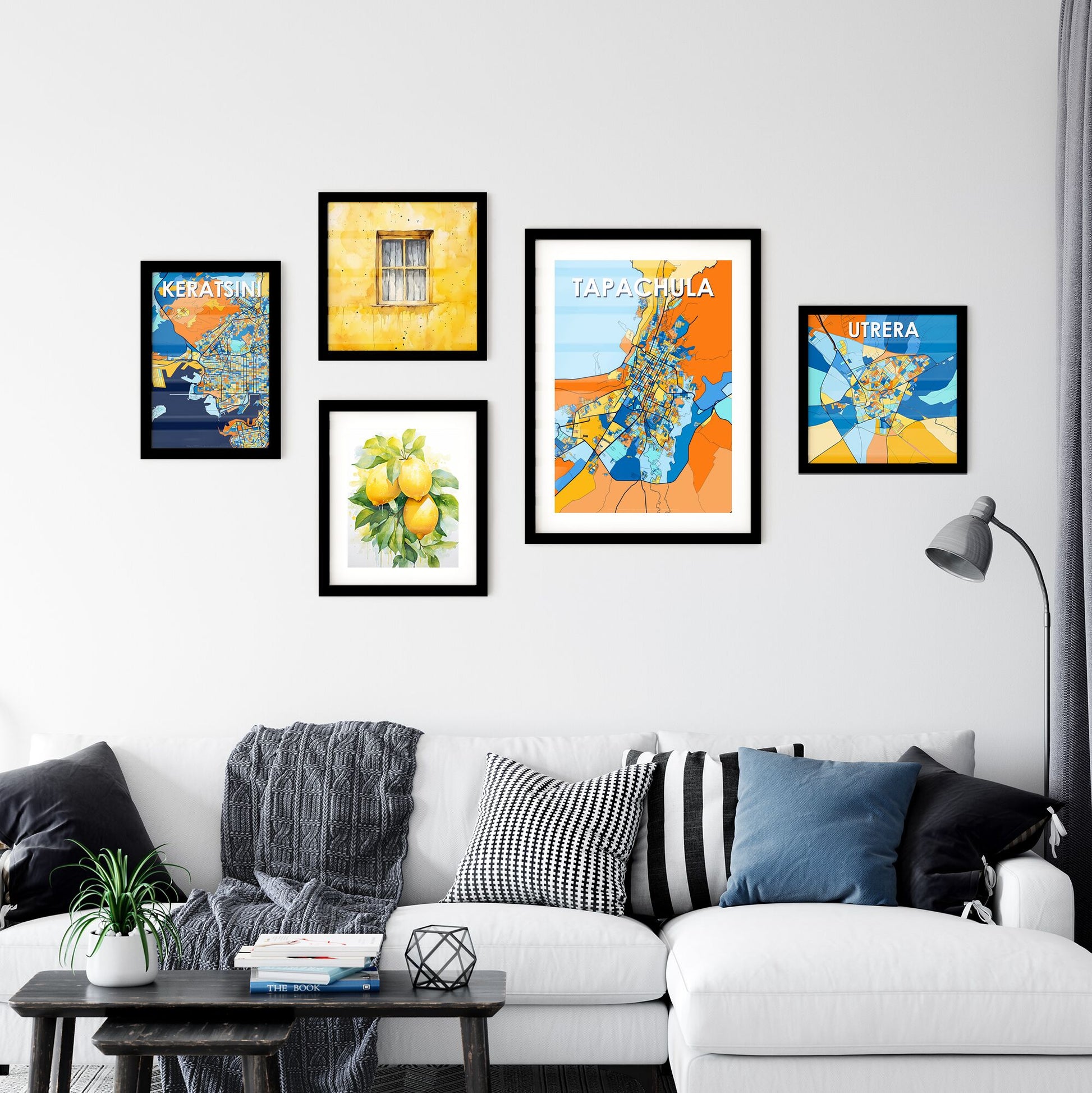 TAPACHULA MEXICO Vibrant Colorful Art Map Poster Blue Orange