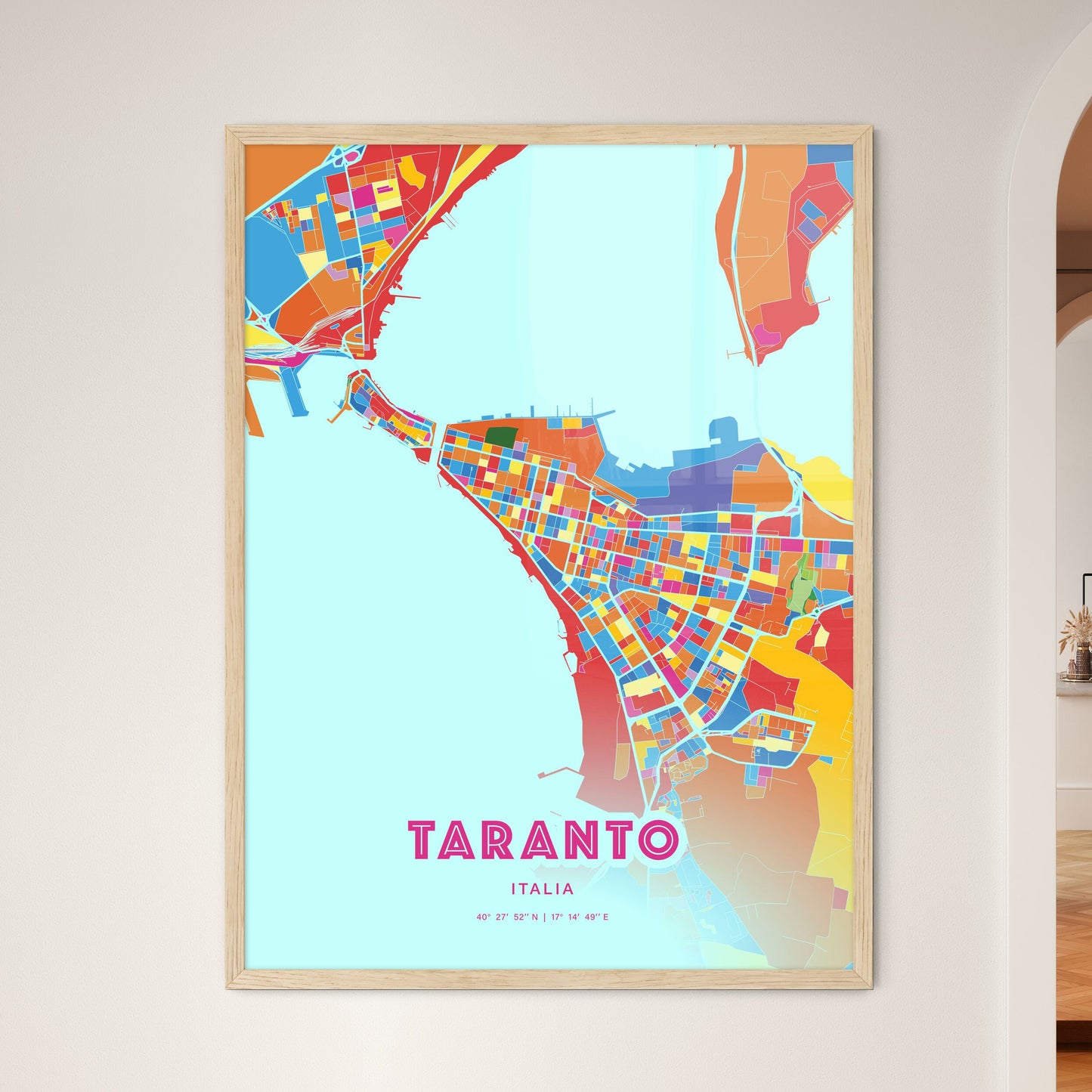 Colorful Taranto Italy Fine Art Map Crazy Colors
