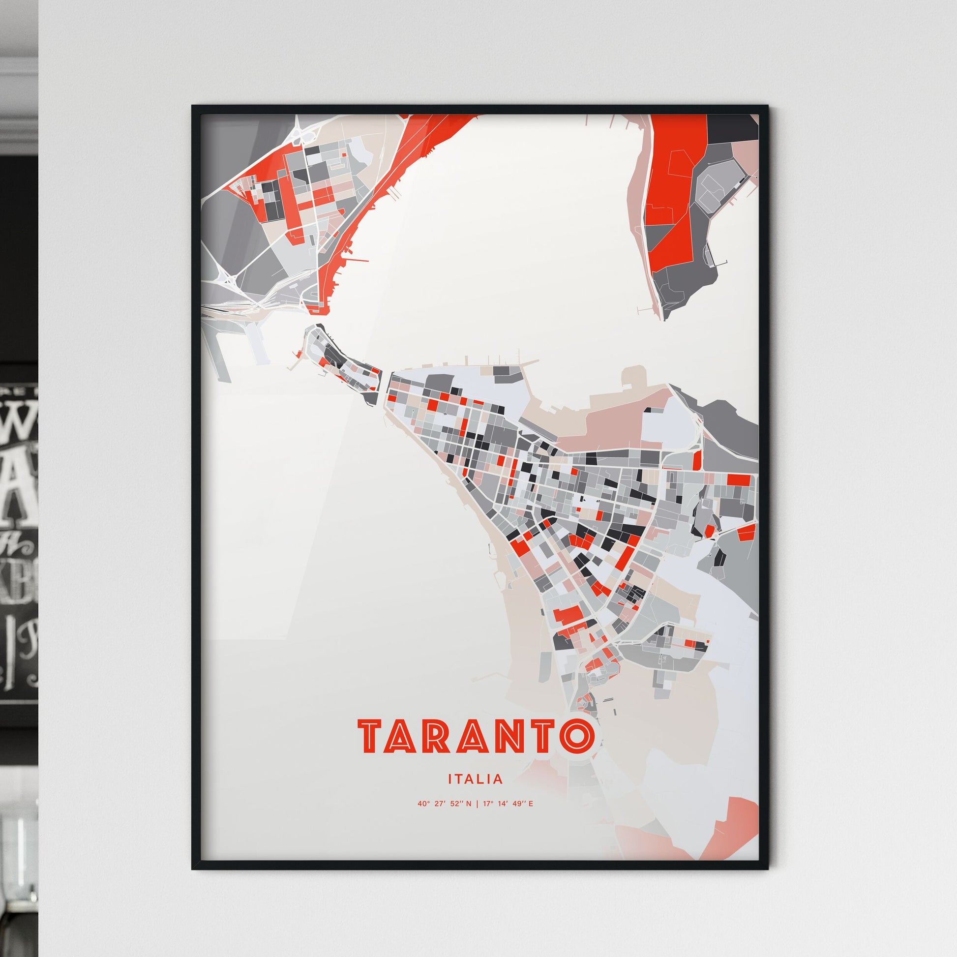 Colorful Taranto Italy Fine Art Map Modern Expressive