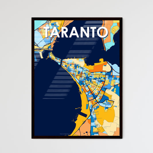 TARANTO ITALY Vibrant Colorful Art Map Poster Blue Orange