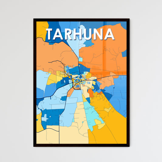 TARHUNA LIBYA Vibrant Colorful Art Map Poster Blue Orange