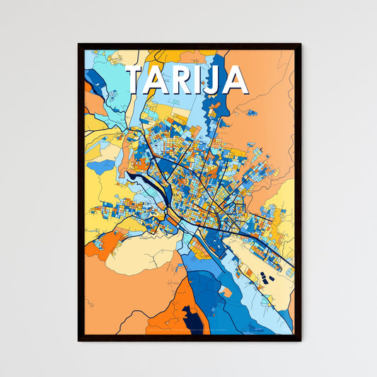 TARIJA BOLIVIA Vibrant Colorful Art Map Poster Blue Orange