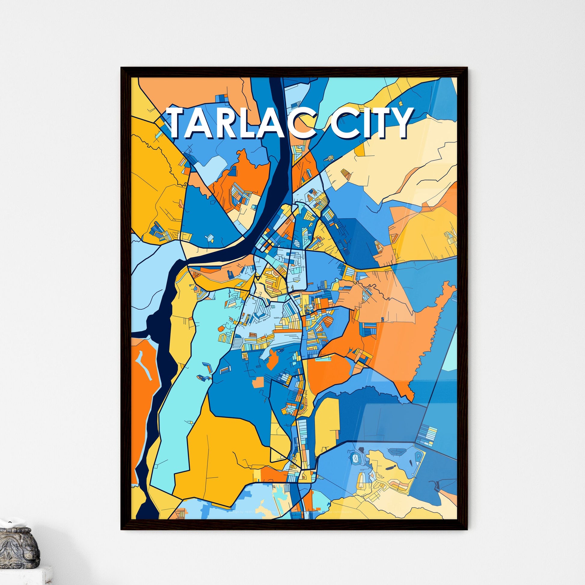 TARLAC CITY PHILIPPINES Vibrant Colorful Art Map Poster Blue Orange