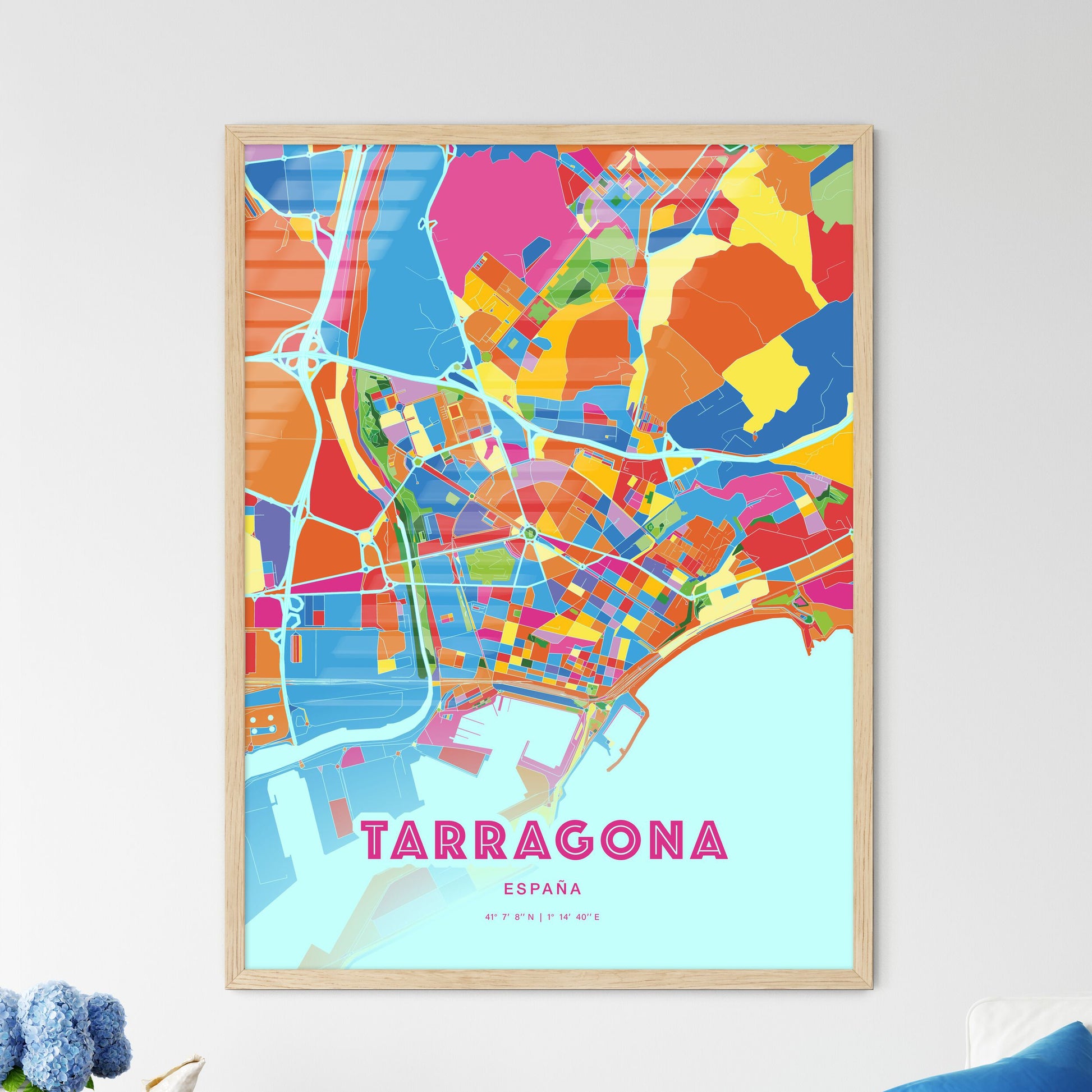 Colorful Tarragona Spain Fine Art Map Crazy Colors