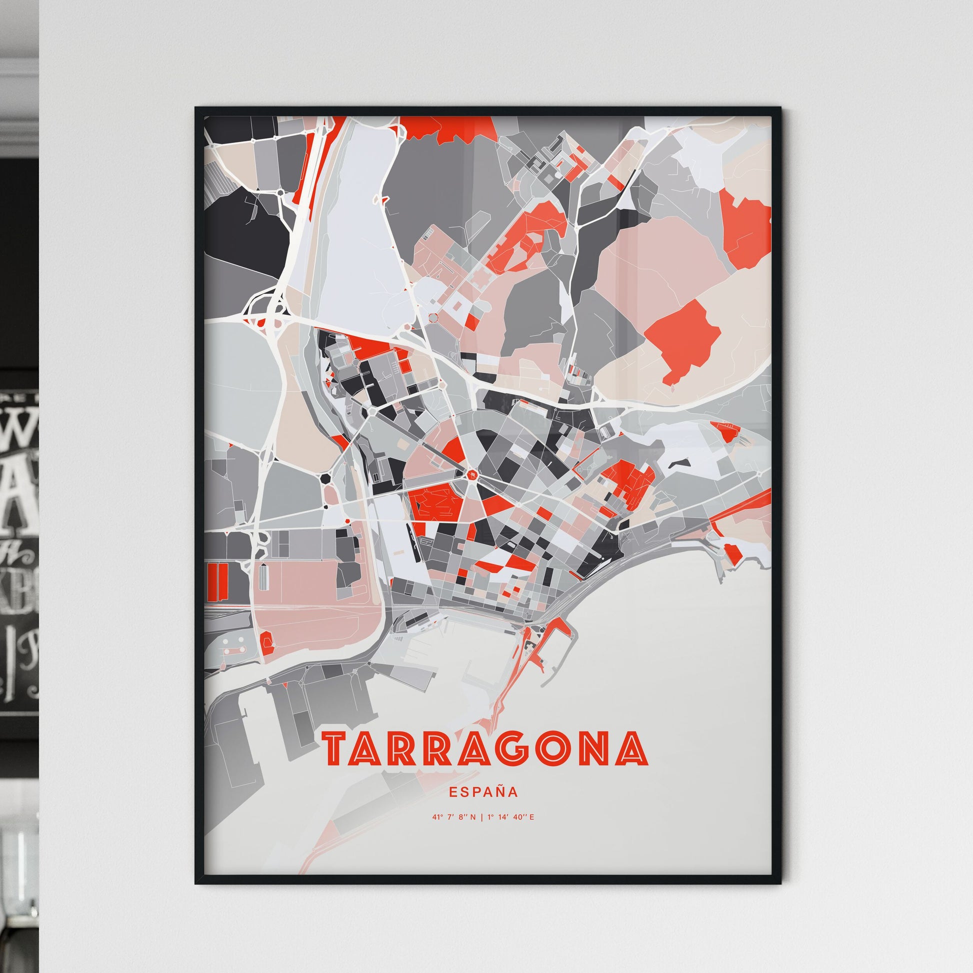Colorful Tarragona Spain Fine Art Map Modern Expressive