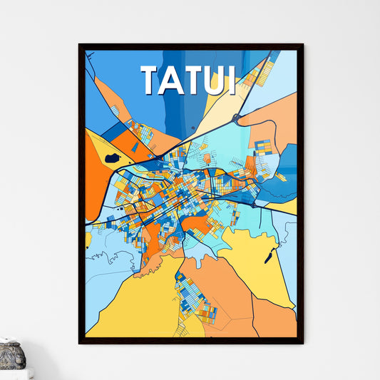 TATUI BRAZIL Vibrant Colorful Art Map Poster Blue Orange