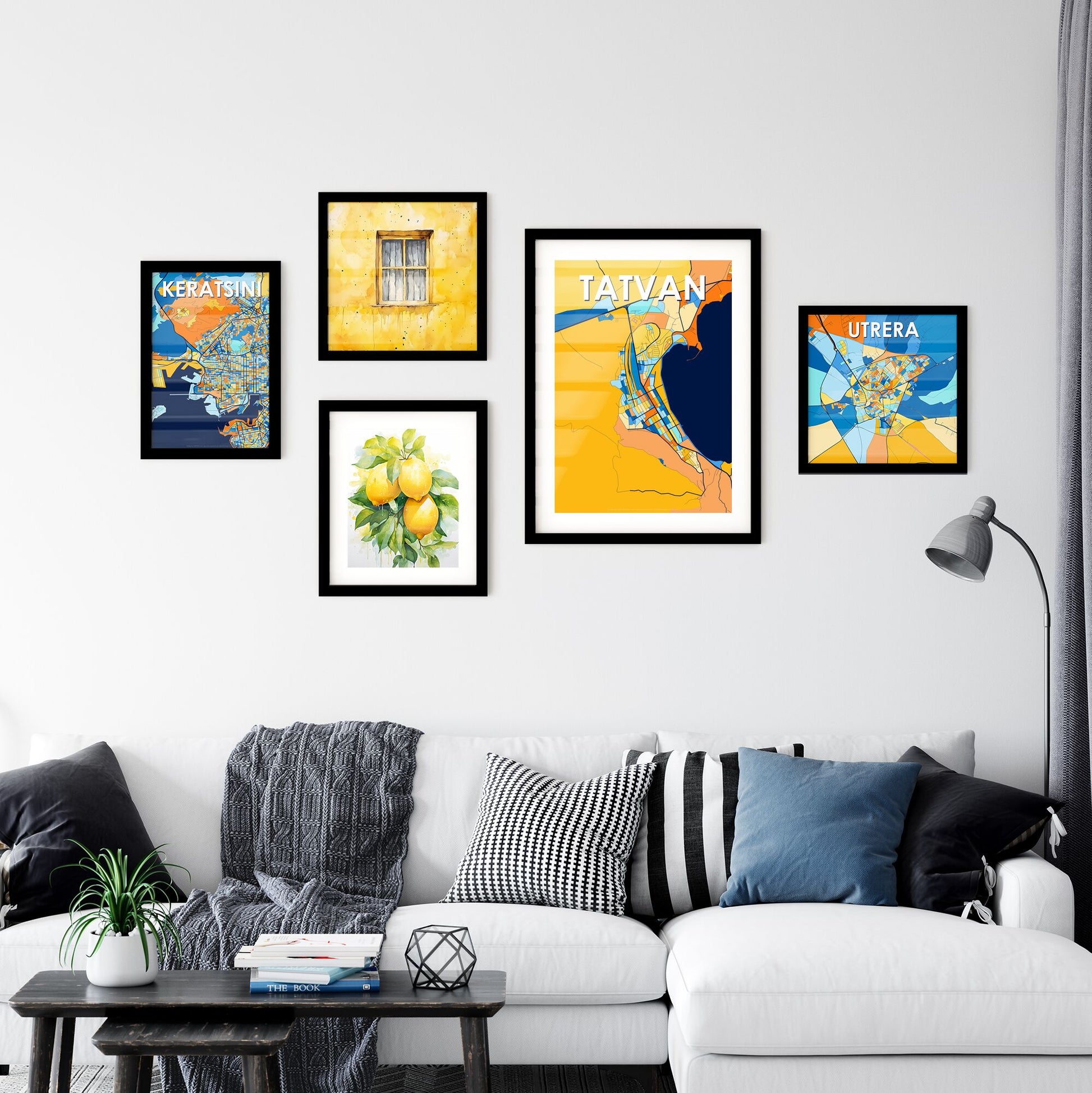 TATVAN TURKEY Vibrant Colorful Art Map Poster Blue Orange