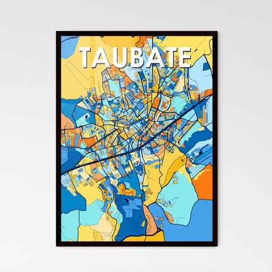 TAUBATE BRAZIL Vibrant Colorful Art Map Poster Blue Orange