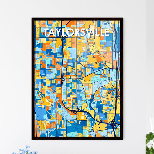 TAYLORSVILLE UTAH Vibrant Colorful Art Map Poster Blue Orange