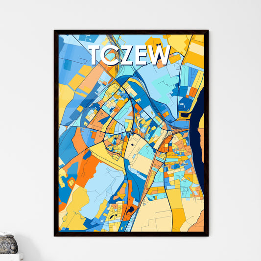 TCZEW POLAND Vibrant Colorful Art Map Poster Blue Orange