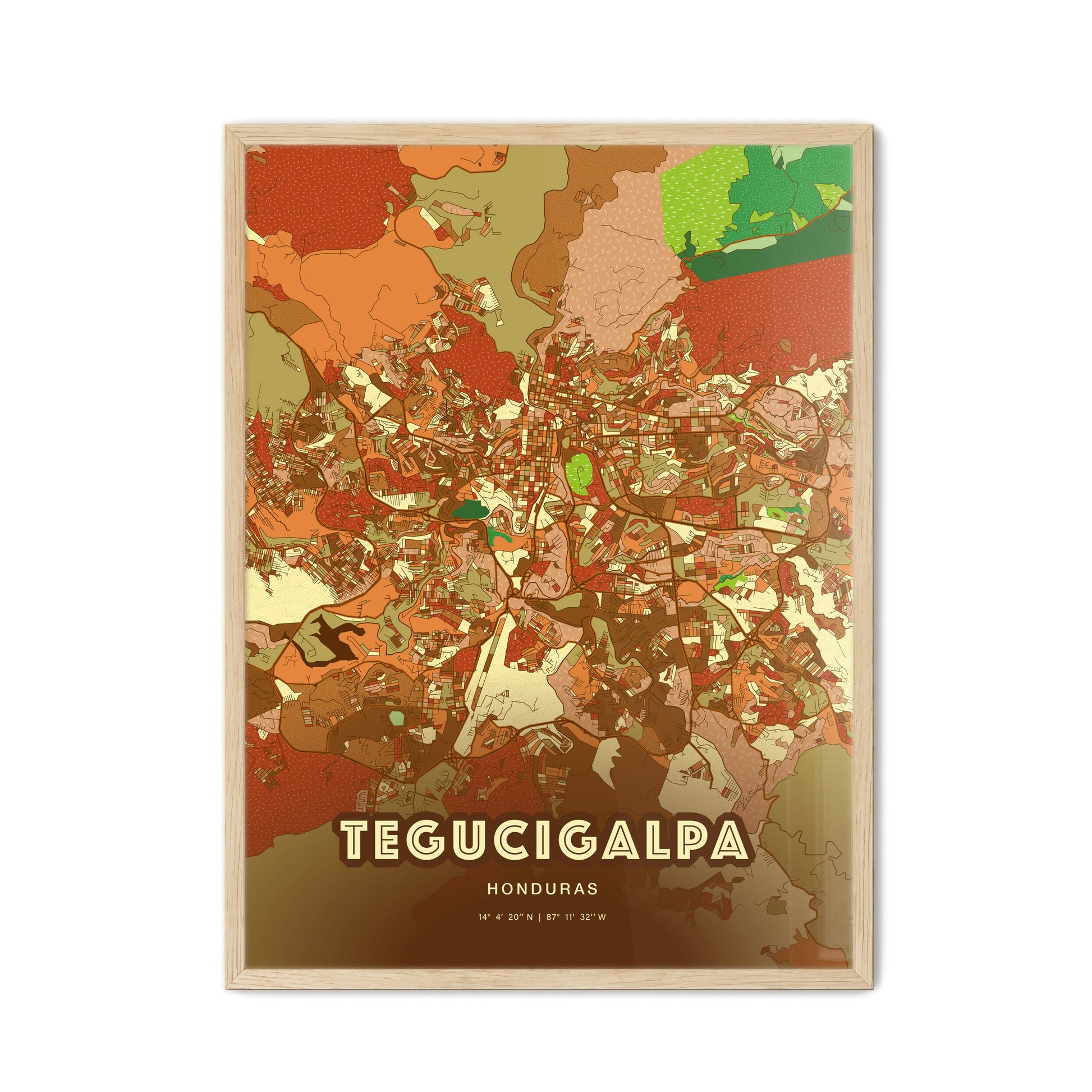 Colorful Tegucigalpa Honduras Fine Art Map Farmhouse