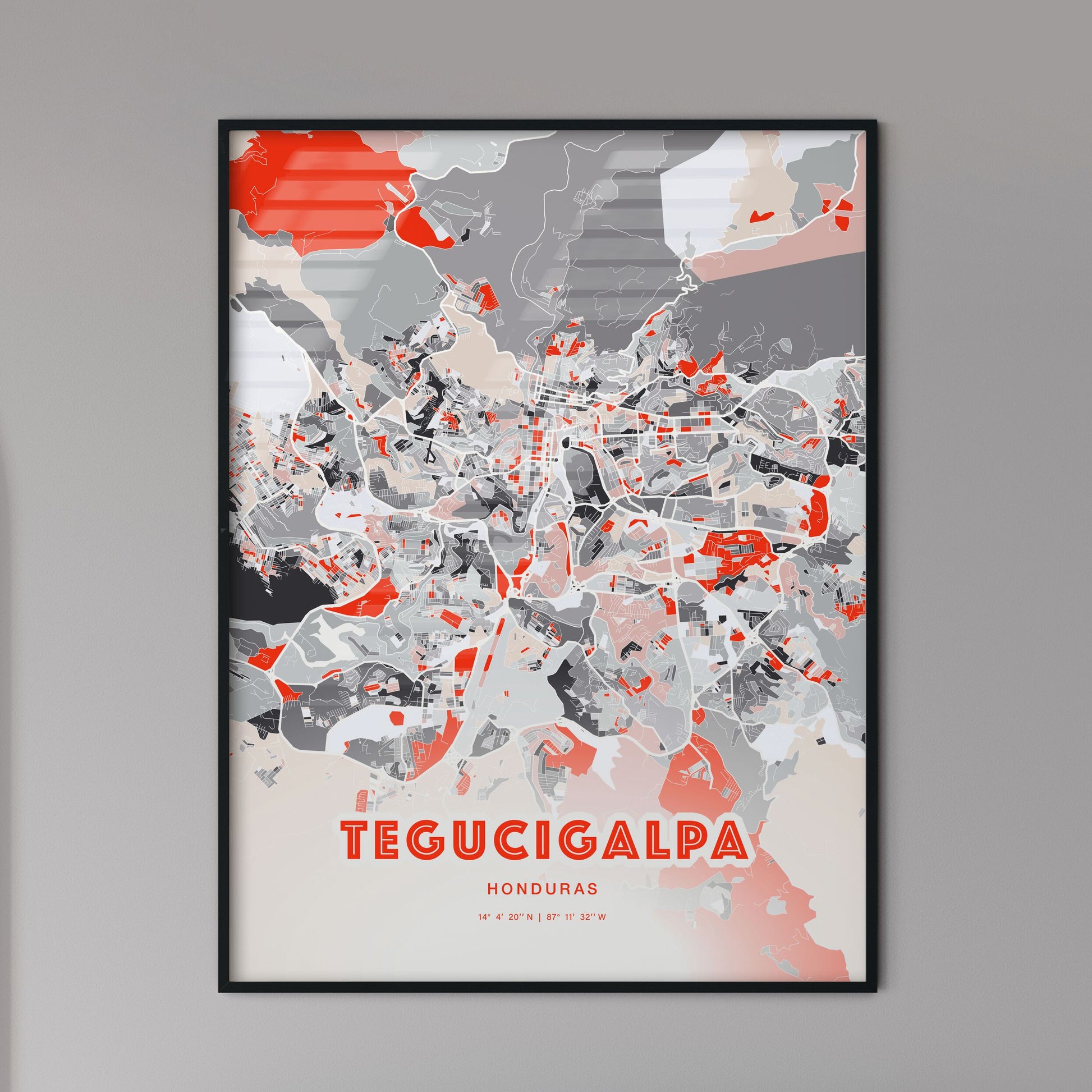 Colorful Tegucigalpa Honduras Fine Art Map Modern Expressive