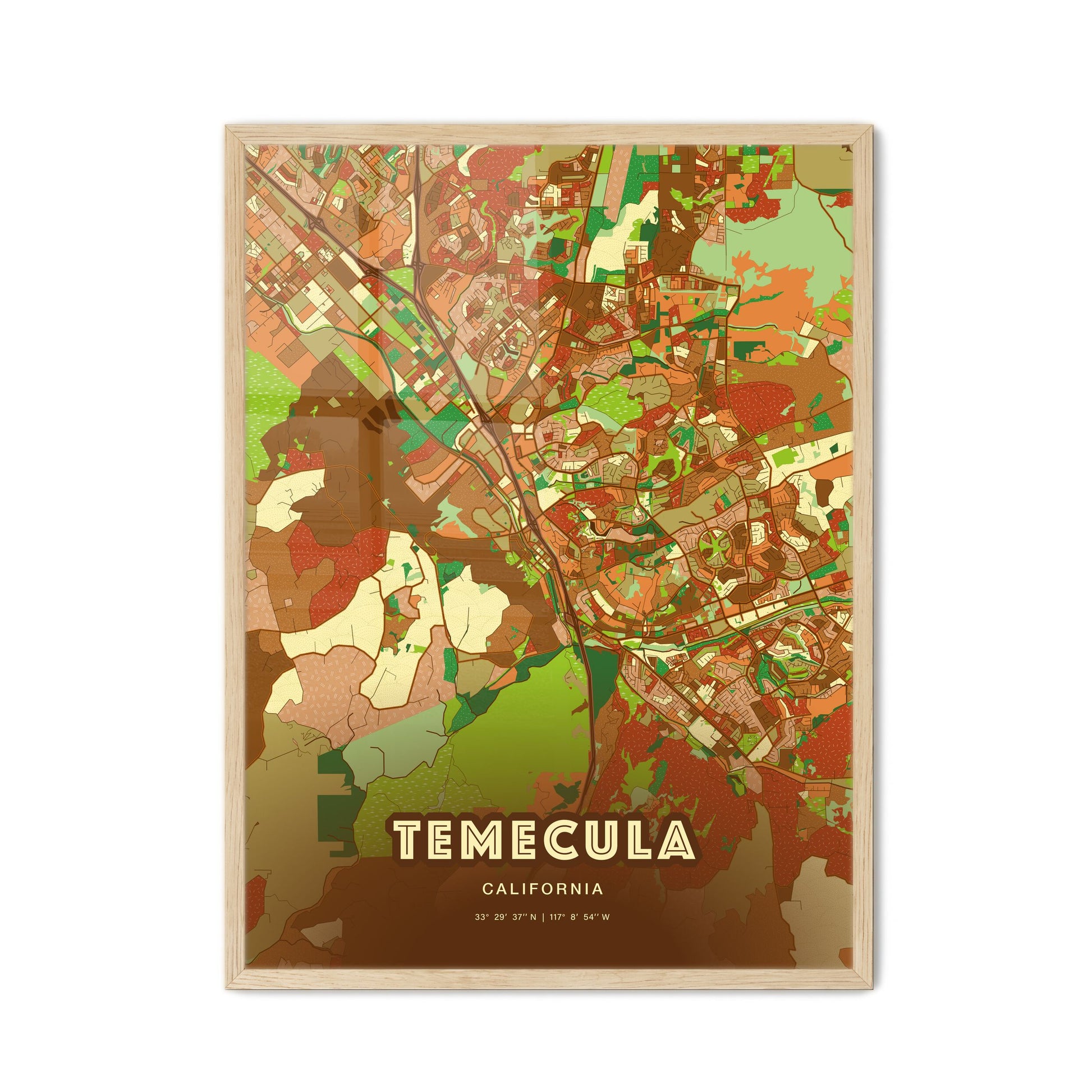 Colorful Temecula California Fine Art Map Farmhouse