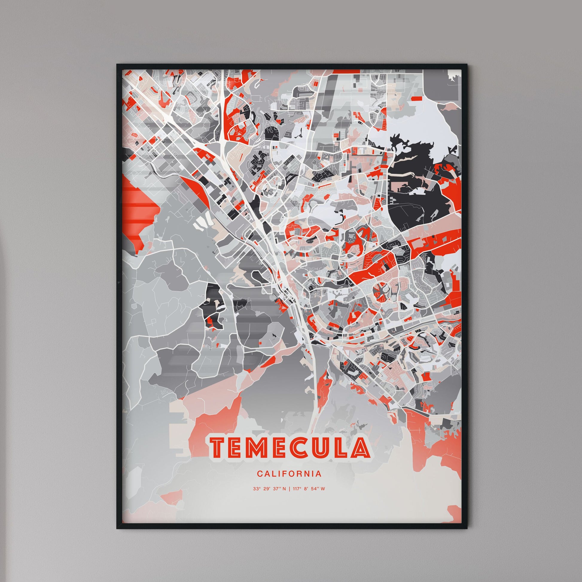 Colorful Temecula California Fine Art Map Modern Expressive