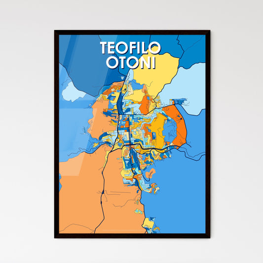 TEOFILO OTONI BRAZIL Vibrant Colorful Art Map Poster Blue Orange