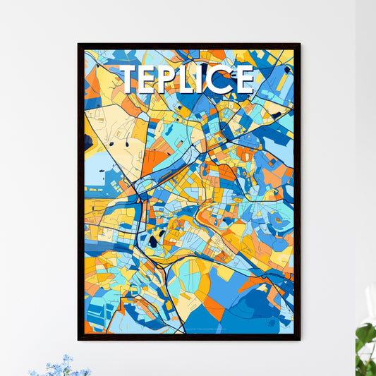 TEPLICE CZECHIA Vibrant Colorful Art Map Poster Blue Orange