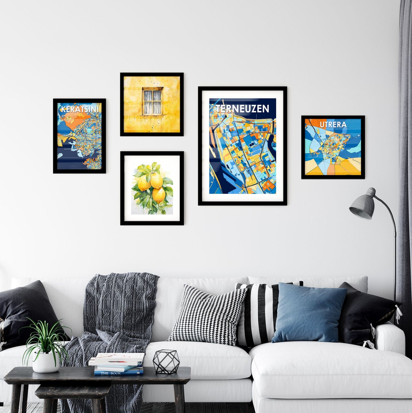 TERNEUZEN NETHERLANDS Vibrant Colorful Art Map Poster Blue Orange