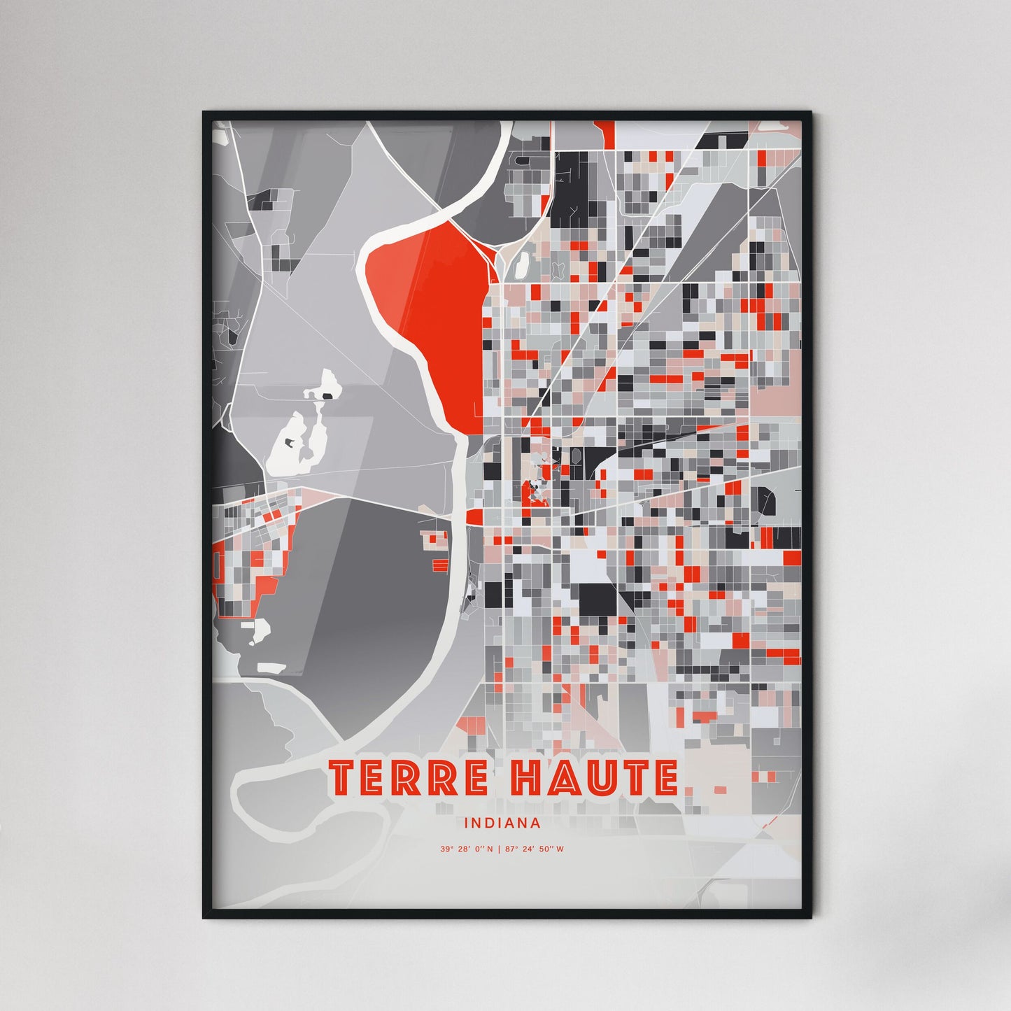 Colorful Terre Haute Indiana Fine Art Map Modern Expressive
