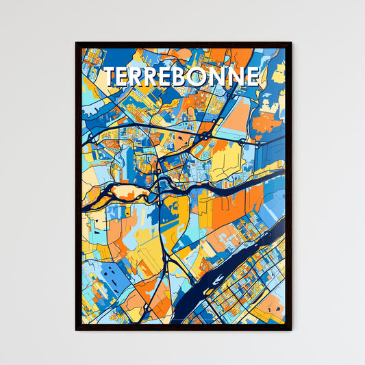 TERREBONNE CANADA Vibrant Colorful Art Map Poster Blue Orange