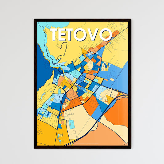 TETOVO NORTH MACEDONIA Vibrant Colorful Art Map Poster Blue Orange