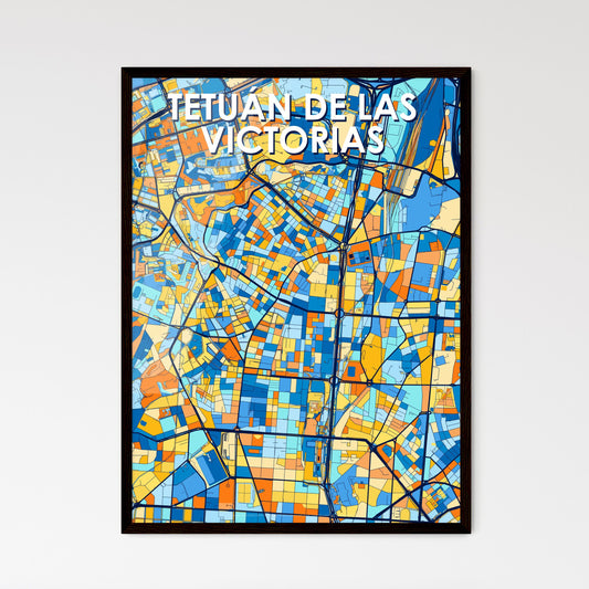 TETUÁN DE LAS VICTORIAS SPAIN Vibrant Colorful Art Map Poster Blue Orange