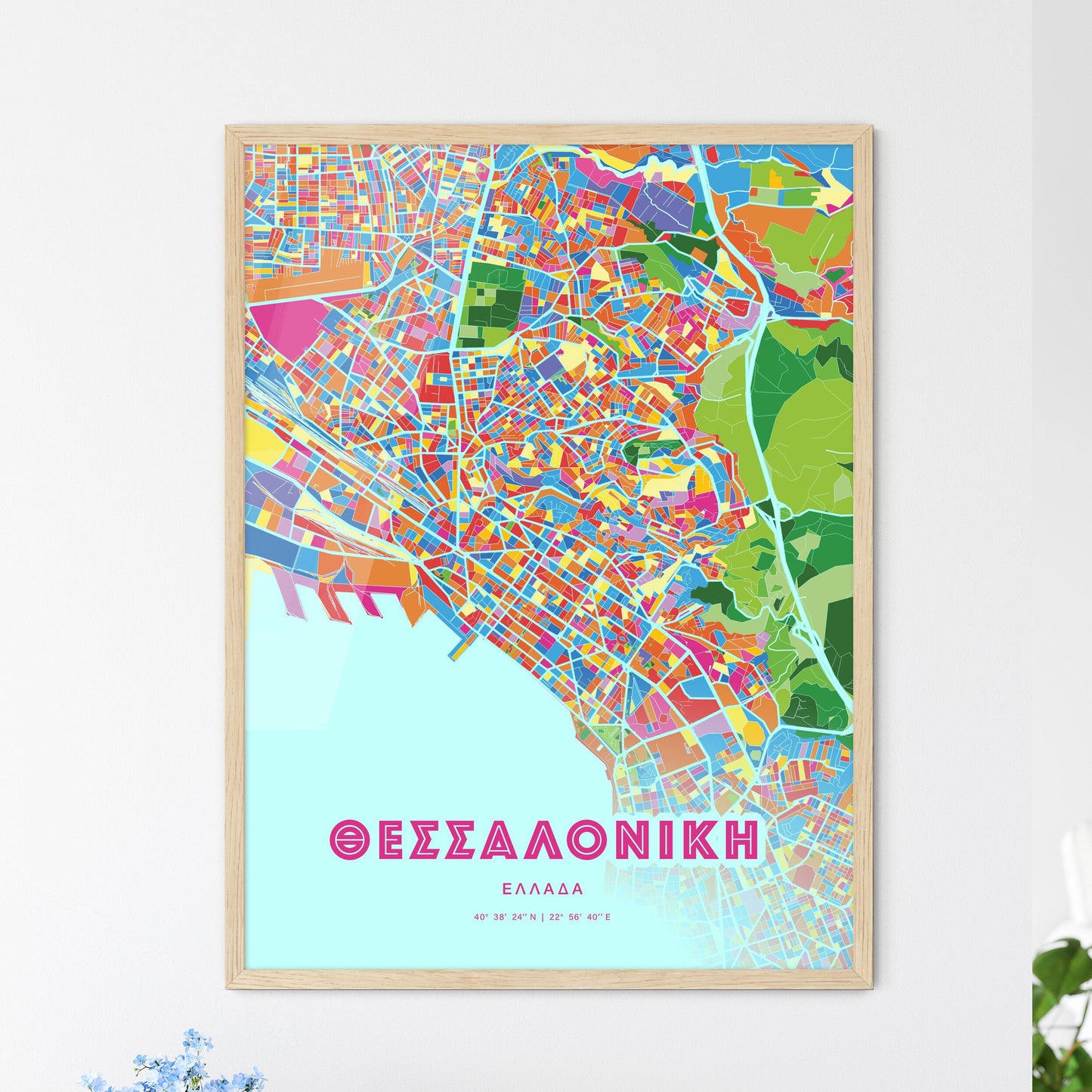 Colorful Thessaloniki Greece Fine Art Map Crazy Colors