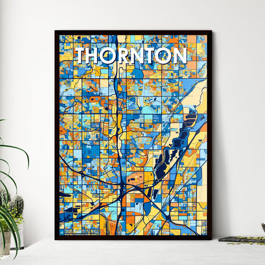 THORNTON COLORADO Vibrant Colorful Art Map Poster Blue Orange