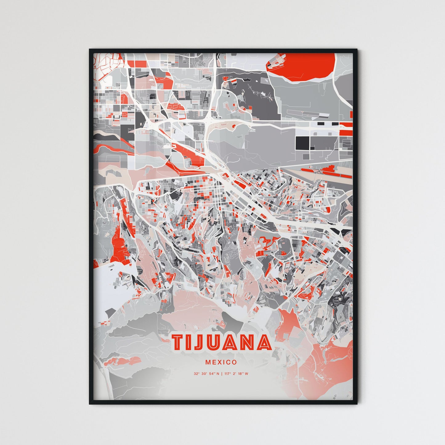 Colorful Tijuana Mexico Fine Art Map Modern Expressive