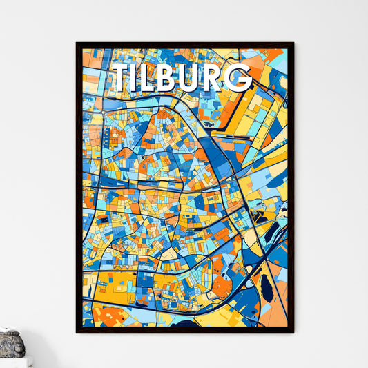 TILBURG NETHERLANDS Vibrant Colorful Art Map Poster Blue Orange