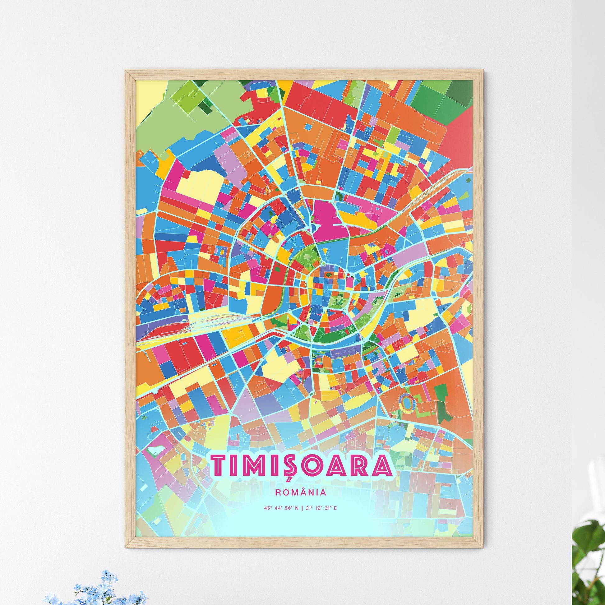 Colorful Timișoara Romania Fine Art Map Crazy Colors