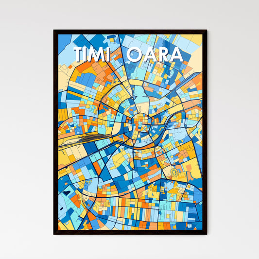 TIMIȘOARA ROMANIA Vibrant Colorful Art Map Poster Blue Orange