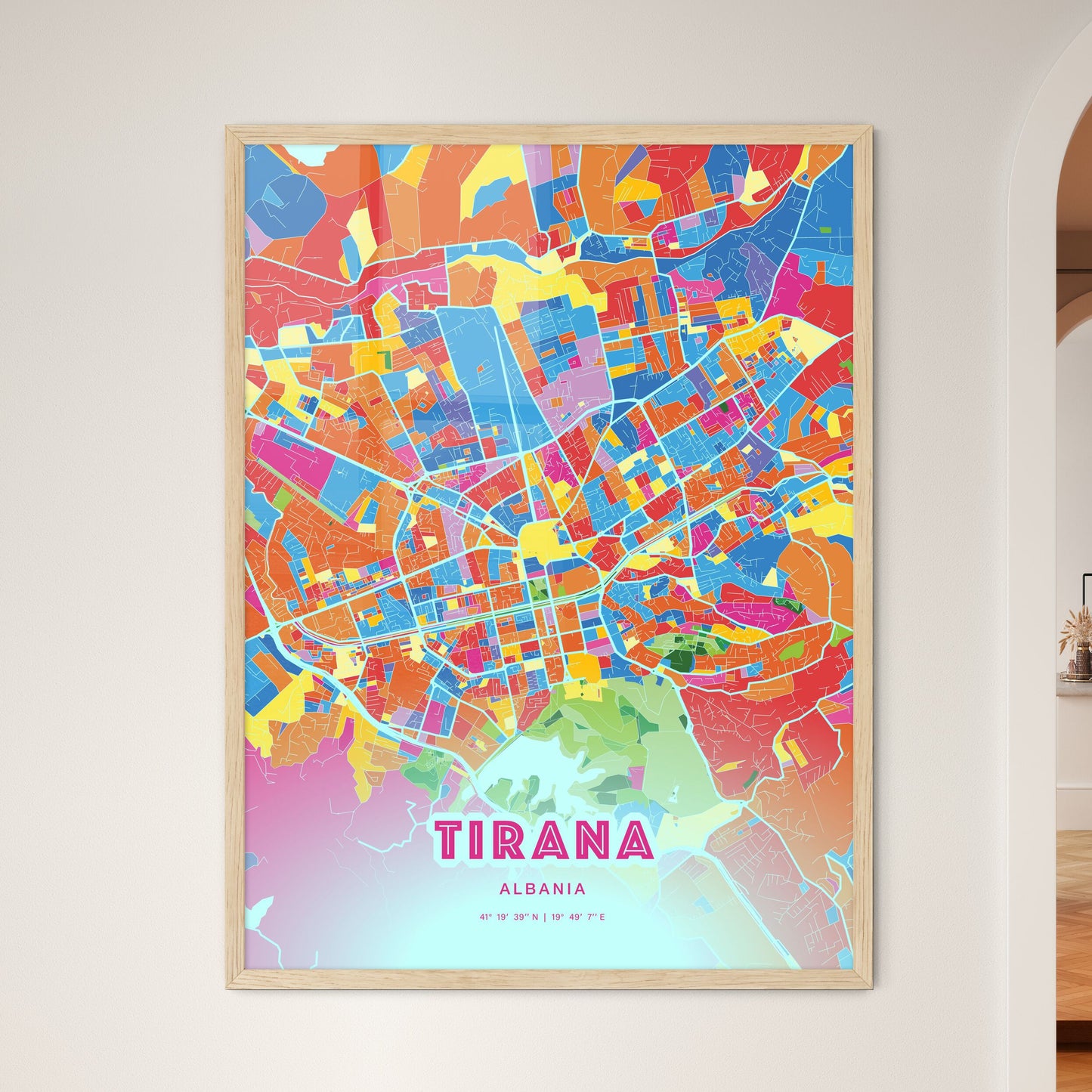 Colorful Tirana Albania Fine Art Map Crazy Colors